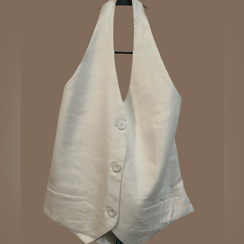 Elegant Cream Halter Neck Women's Tunic